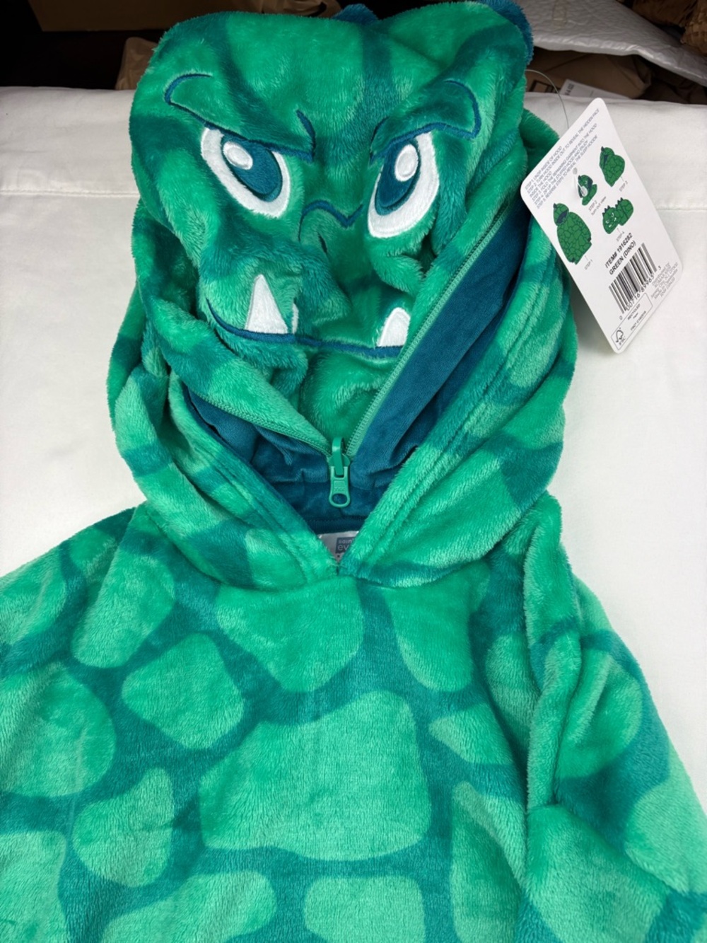 Green Monster Hooded Plush Costume Pullover